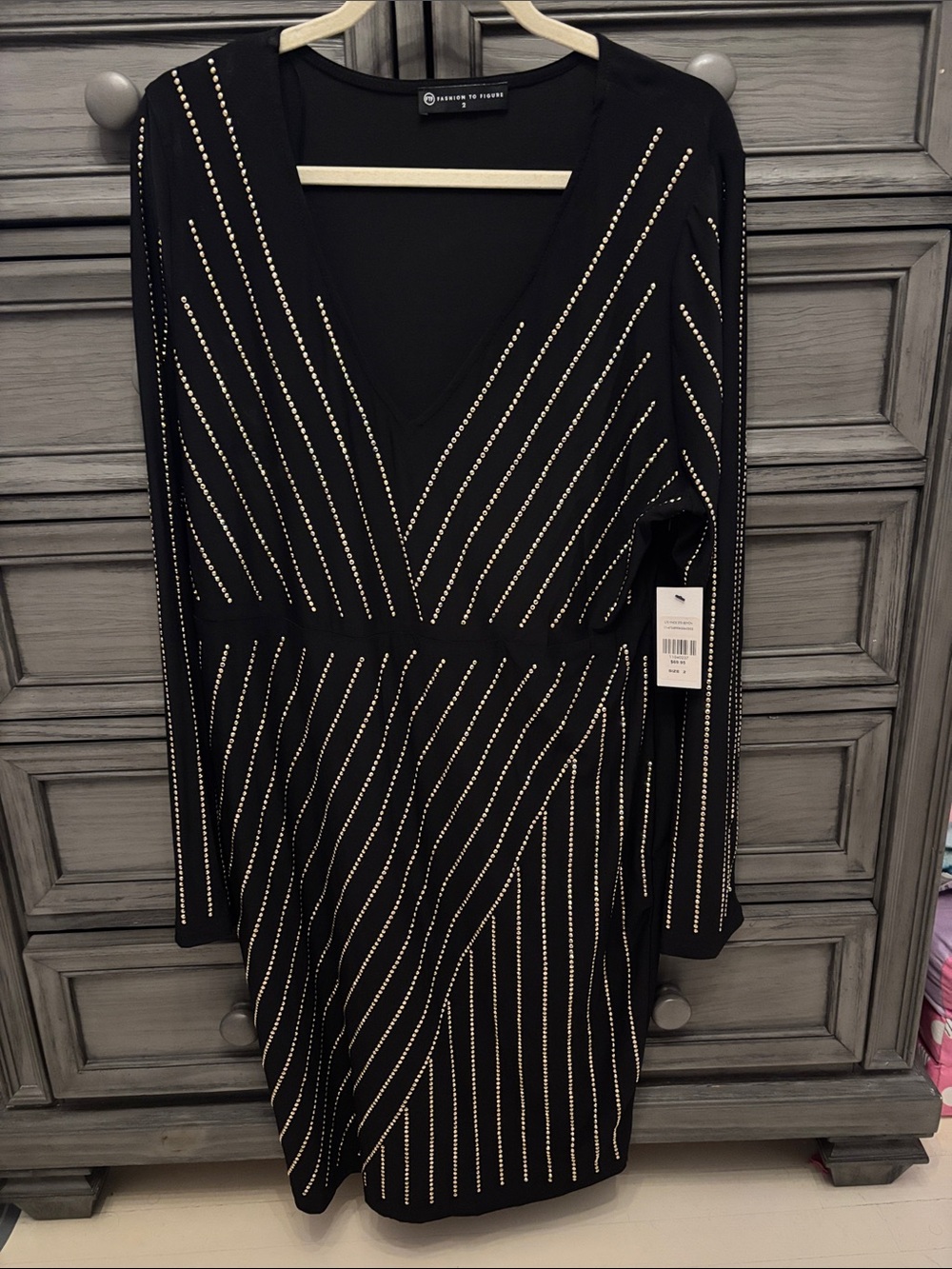 NWT!!!!! Fashion to figure size 2x women's midi black embellished dress